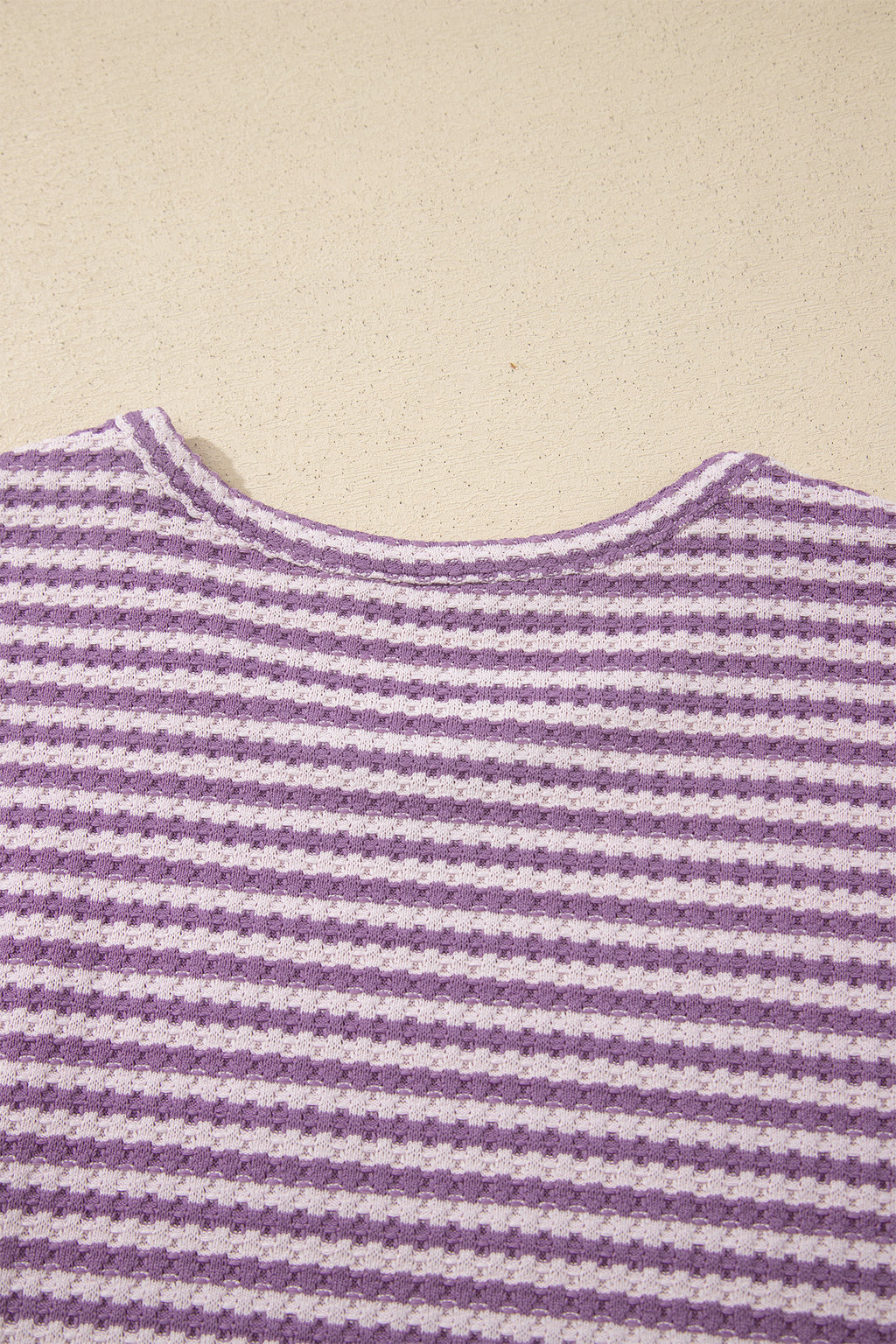 Pink Stripe Breathable Textured Knit Short 2pcs Set