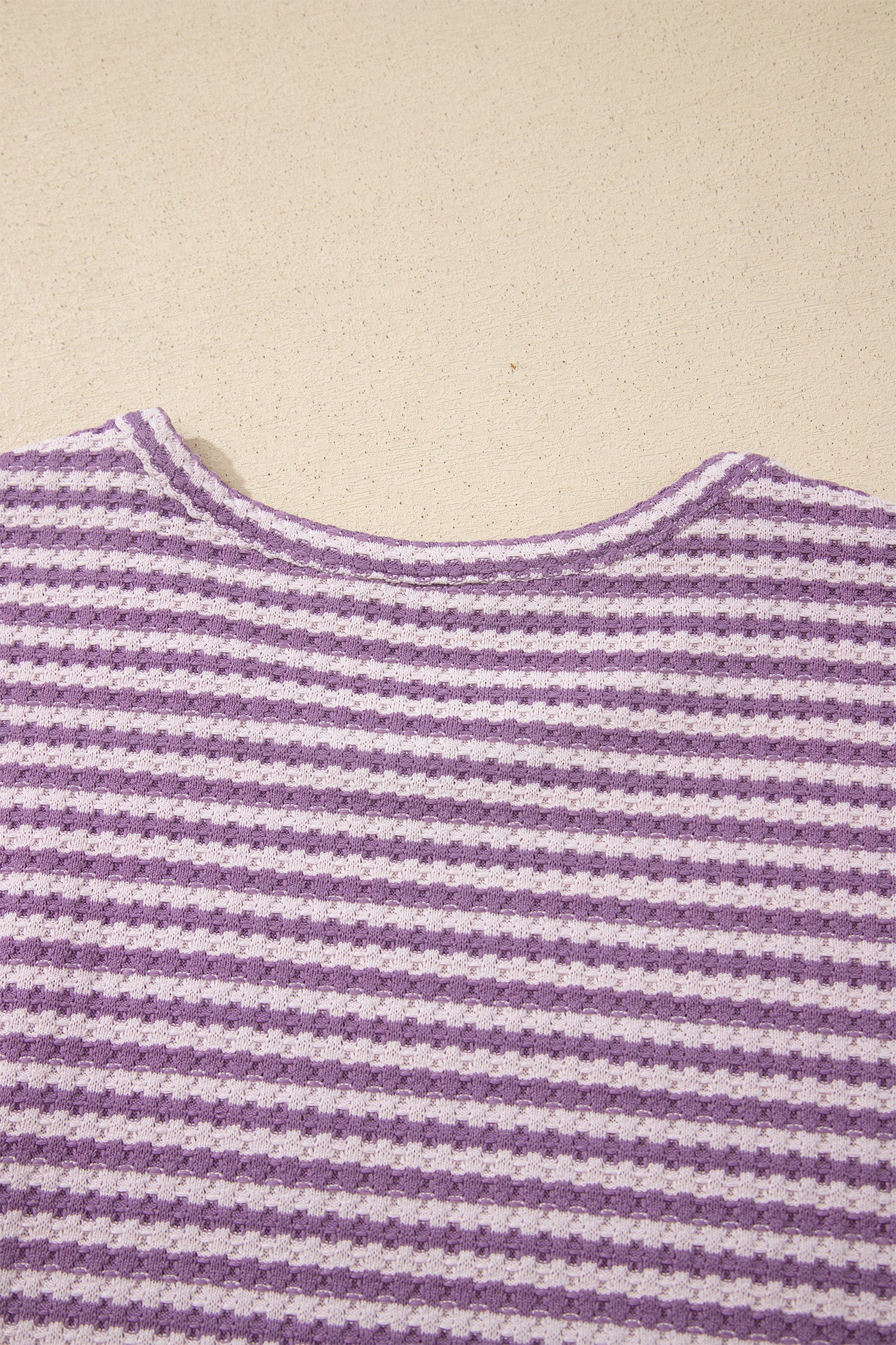 Pink Stripe Breathable Textured Knit Short 2pcs Set