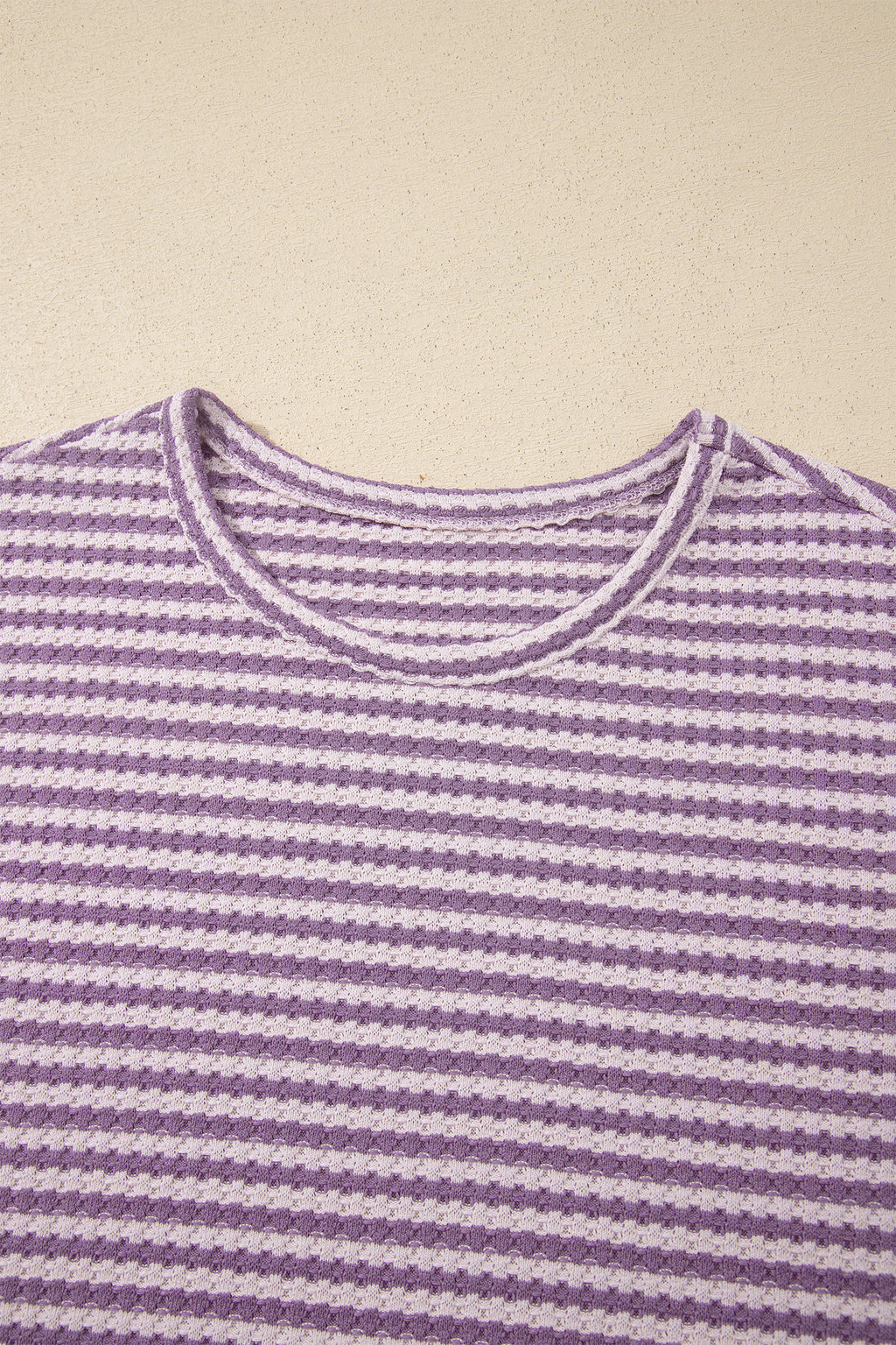 Pink Stripe Breathable Textured Knit Short 2pcs Set