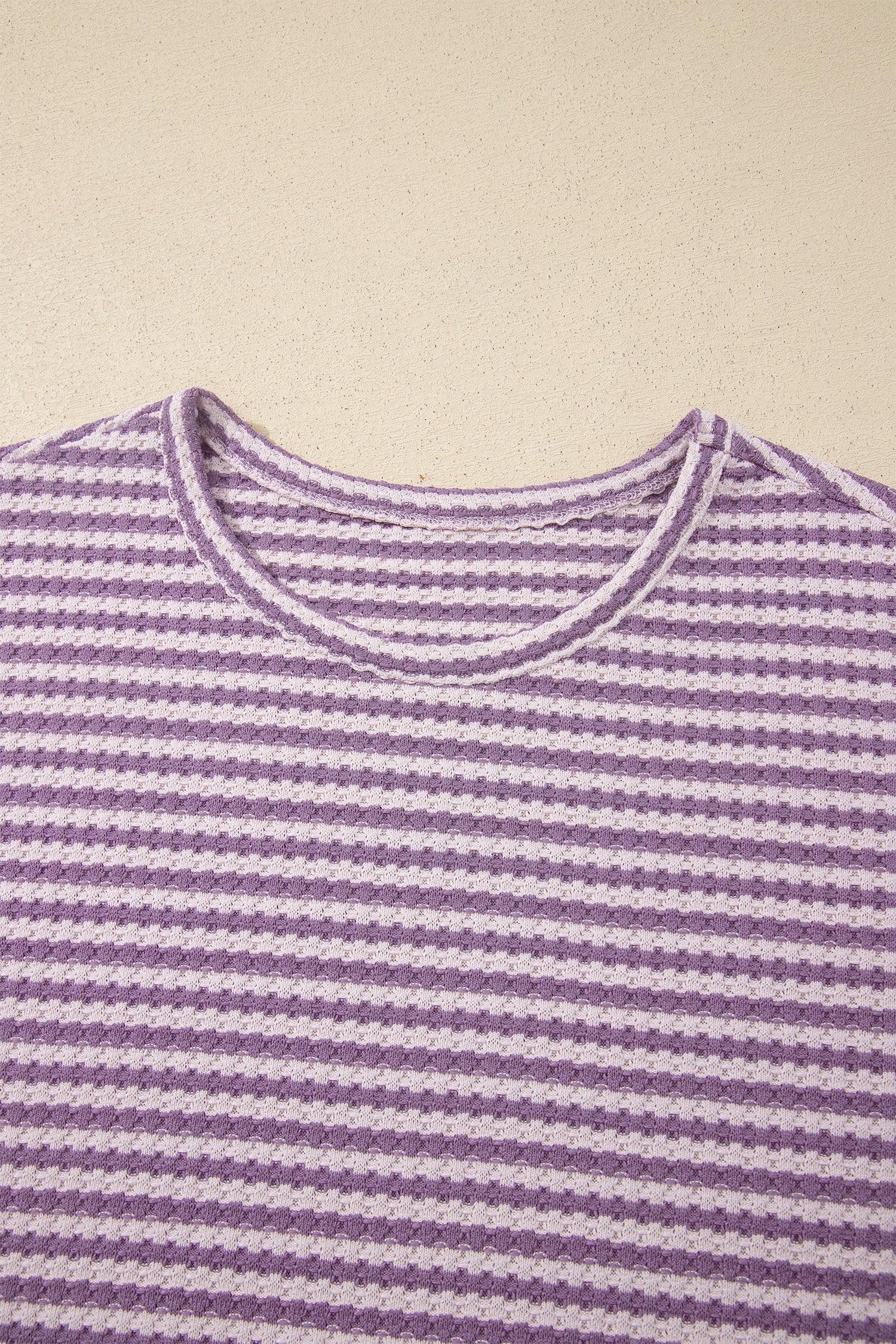 Pink Stripe Breathable Textured Knit Short 2pcs Set